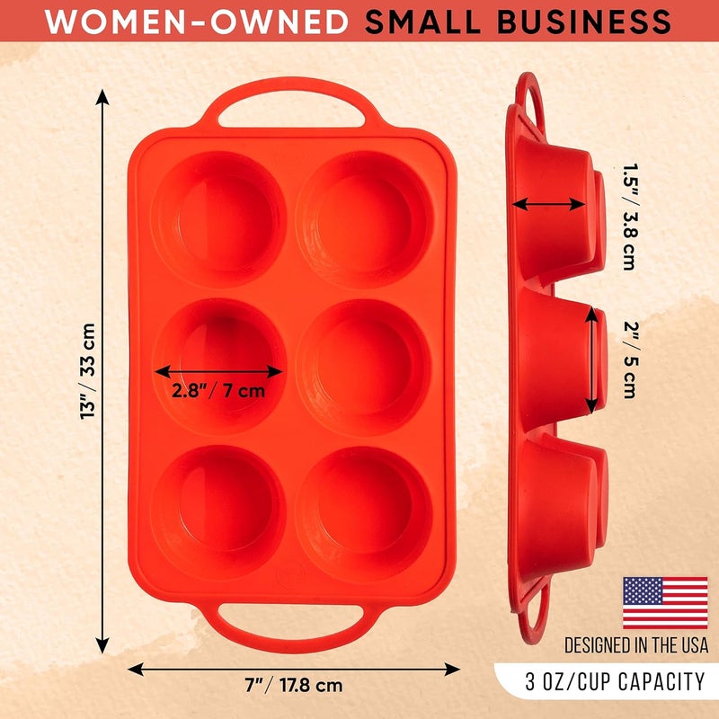 BAKE BOSS Regular Size 6 Cup Muffin Pan – Silicone Muffin Pans for Baking with Metal Handles – Nonstick Silicone Cupcake Pan, Easy-Release, BPA-Free Muffin Tray, Oven & Dishwasher Safe – Red - Image 5